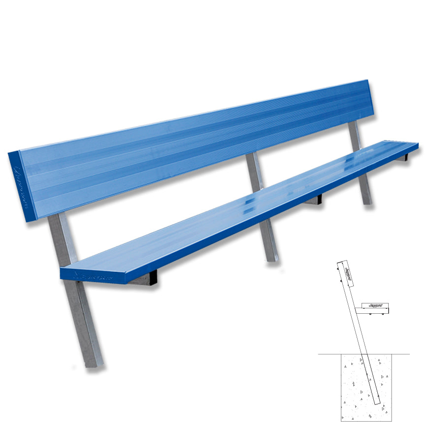 Player Bench with Seat Back - 15 ft. - In-Ground  (Powder Coated)