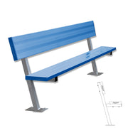 Player Bench with Seat Back - 7-1/2 ft. - Surface Mount  (Powder Coated)