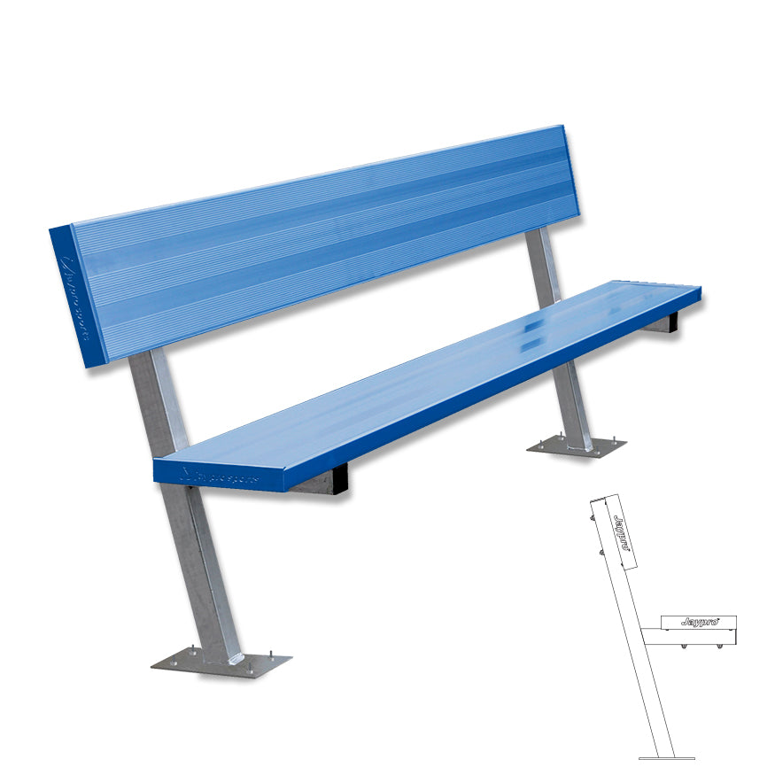 Player Bench with Seat Back - 7-1/2 ft. - Surface Mount  (Powder Coated)