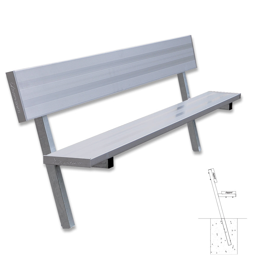 Player Bench with Seat Back - 7-1/2 ft. - In-Ground