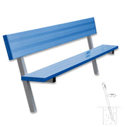 Player Bench with Seat Back - 7-1/2 ft. - In-Ground  (Powder Coated)