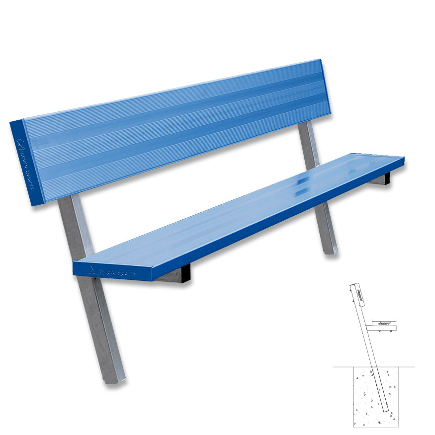 Player Bench with Seat Back - 7-1/2 ft. - In-Ground  (Powder Coated)