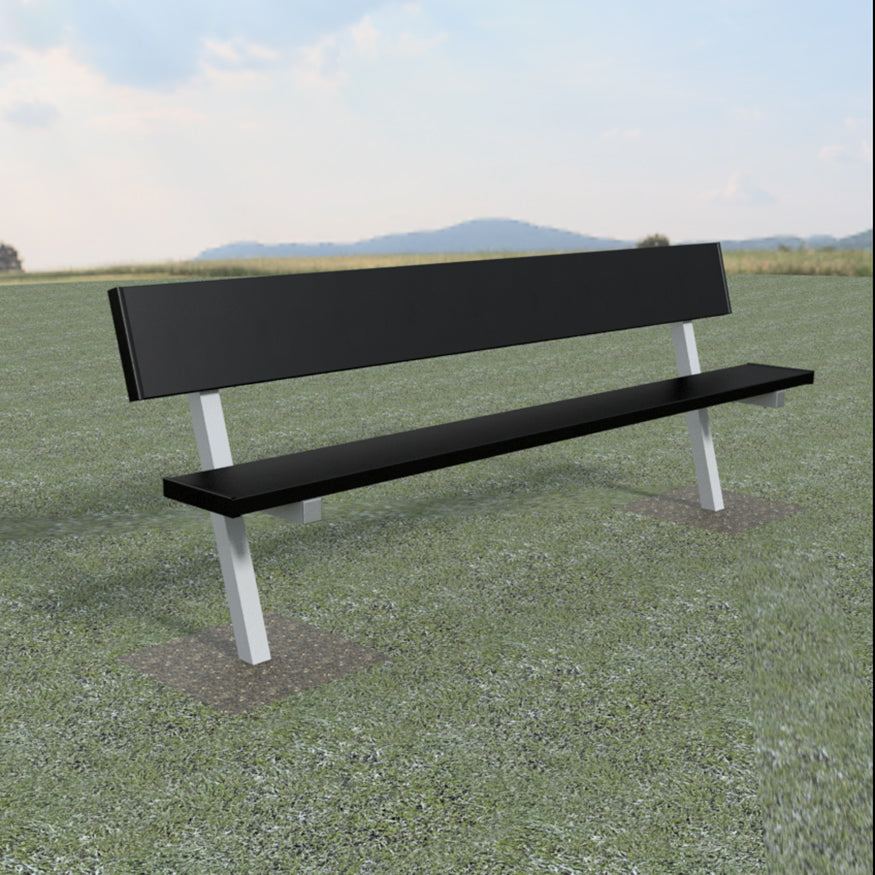 Player Bench with Seat Back - 7-1/2 ft. - In-Ground  (Powder Coated)