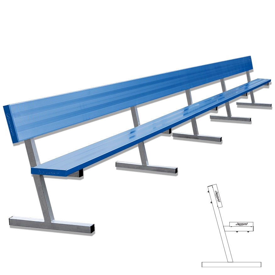 Player Bench with Seat Back - 27 ft. - Portable  (Powder Coated)