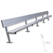 Player Bench with Seat Back - 27 ft. - Surface Mount