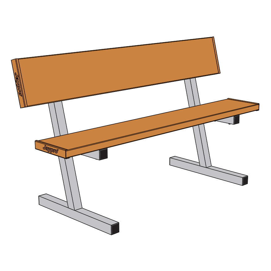 Courtside Bench with Seat Back -  5 ft. - Portable  (Powder Coated)
