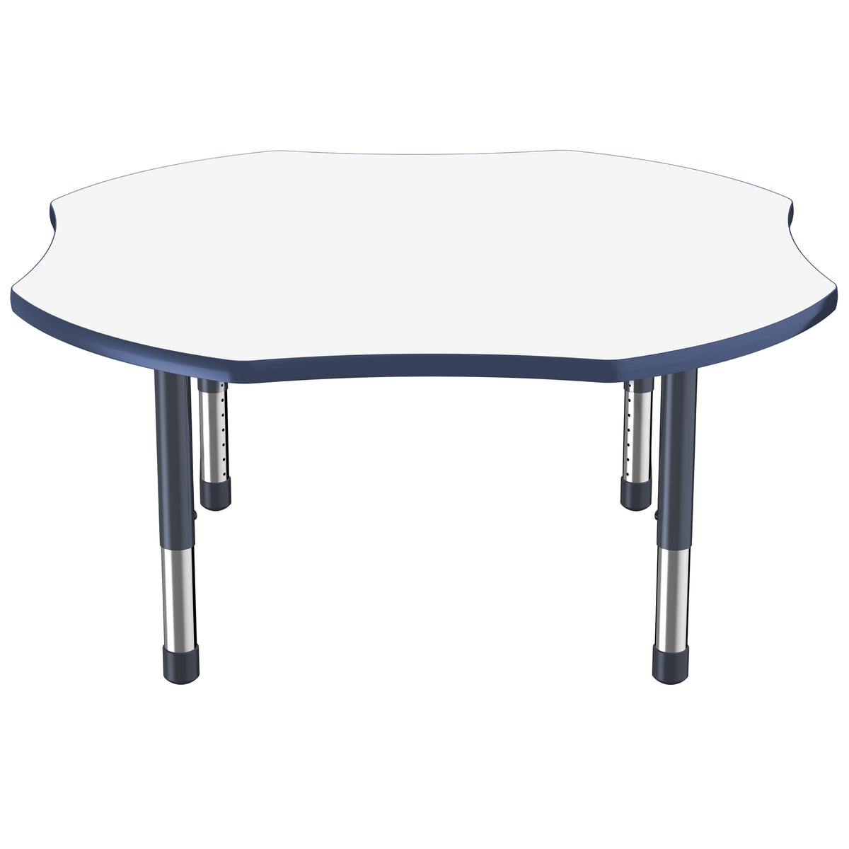 48" x 48" Clover Dry-Erase Activity Table with Adjustable Chunky Legs - Whiteboard/Navy