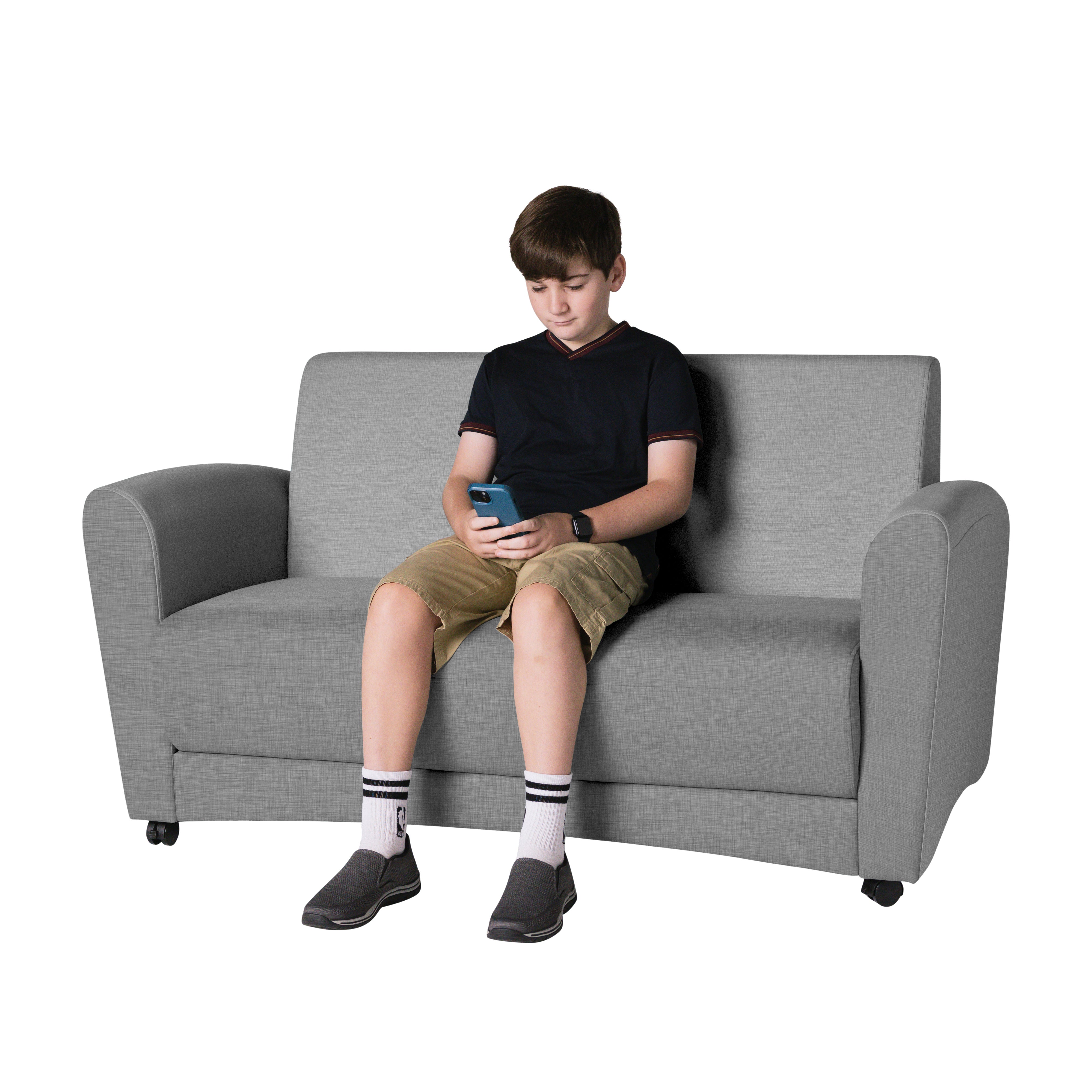 Pro Series Upholstered Mobile Common Area Sofa - Slate Gray Crosshatch