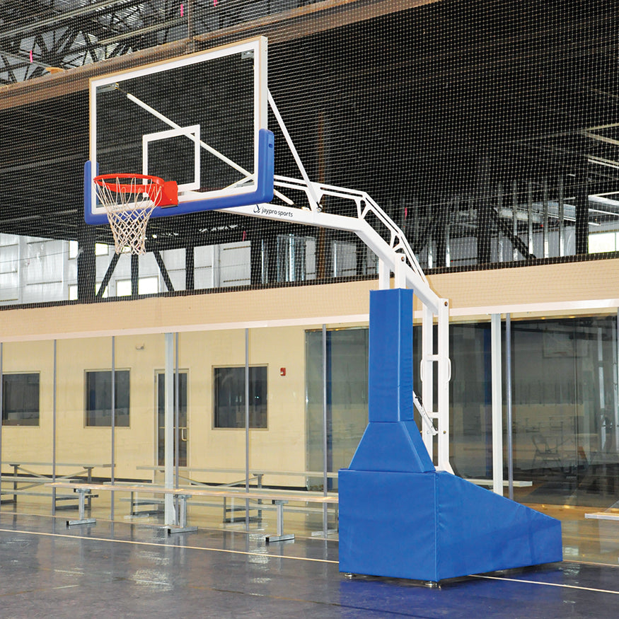 Basketball System - Portable (Indoor) - Elite 9600 (8 ft. Board Extension) - 72 in. Glass Backboard,  Breakaway Goal