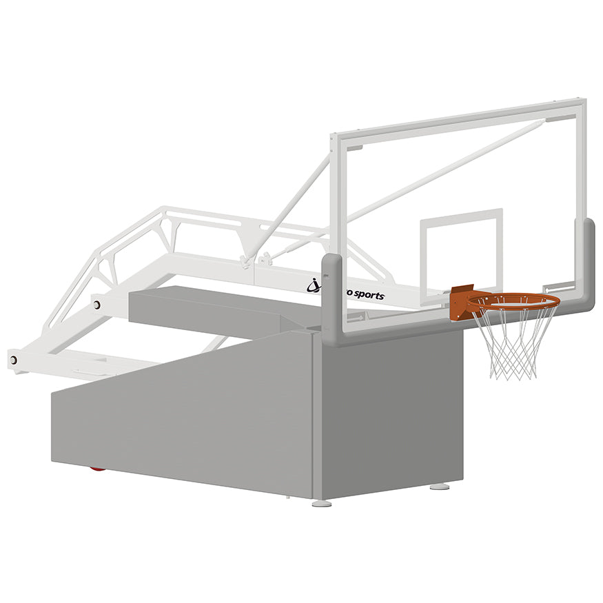 Basketball System - Portable (Indoor) - Elite 9600 (8 ft. Board Extension) - 72 in. Glass Backboard,  Breakaway Goal