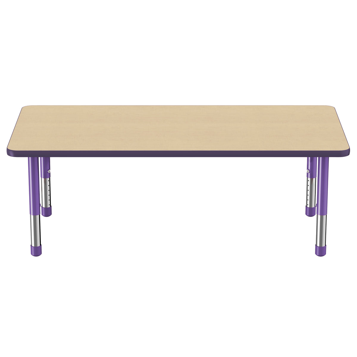 30" x 60" Rectangle T-Molding Activity Table with Adjustable Chunky Legs - Maple/Purple