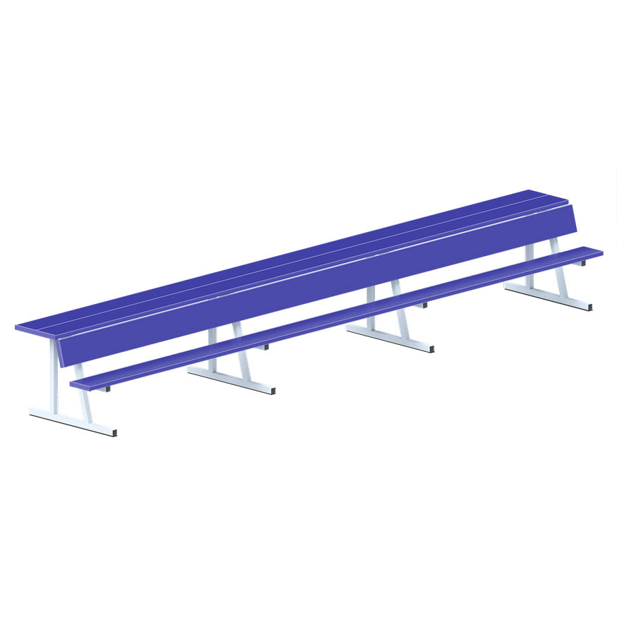 Player Bench with Seat Back and Shelf - 21 ft. - Portable  (Powder Coated)