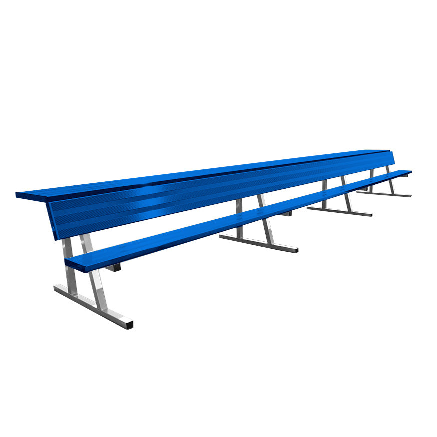 Player Bench with Seat Back and Shelf - 21 ft. - Portable  (Powder Coated)