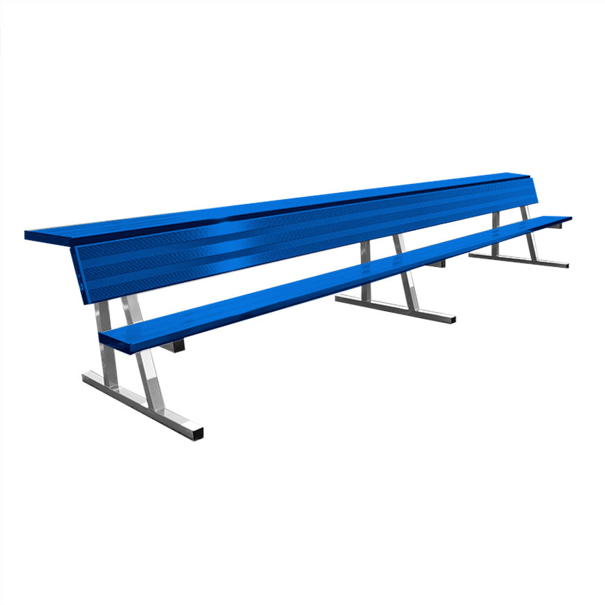 Player Bench with Seat Back and Shelf - 15 ft. - Portable  (Powder Coated)
