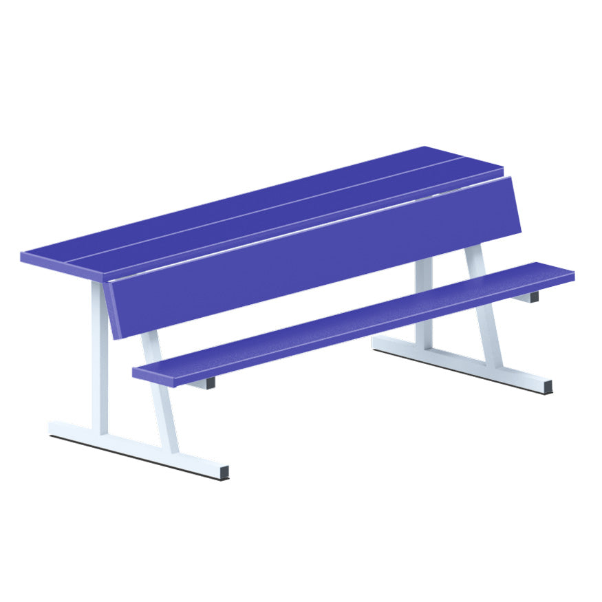 Player Bench with Seat Back and Shelf - 7-1/2 ft. - Portable  (Powder Coated)