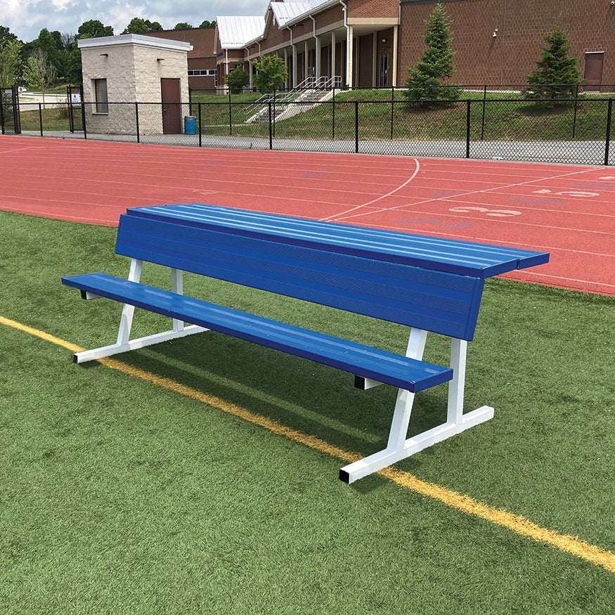 Player Bench with Seat Back and Shelf - 7-1/2 ft. - Portable  (Powder Coated)