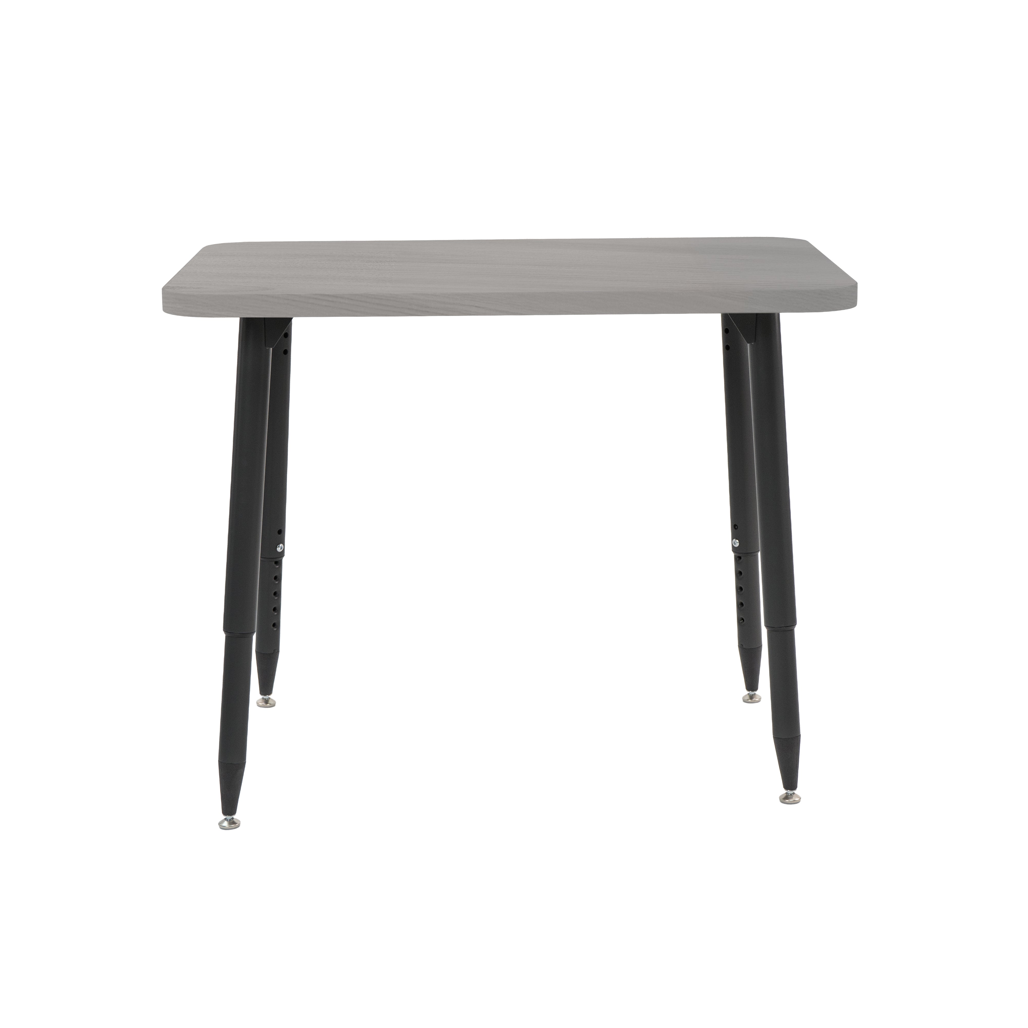 Adapte 24" x 36" Rectangle Woodgrain Activity Table with Adjustable Tapered Legs - Light Gray Wood/Black