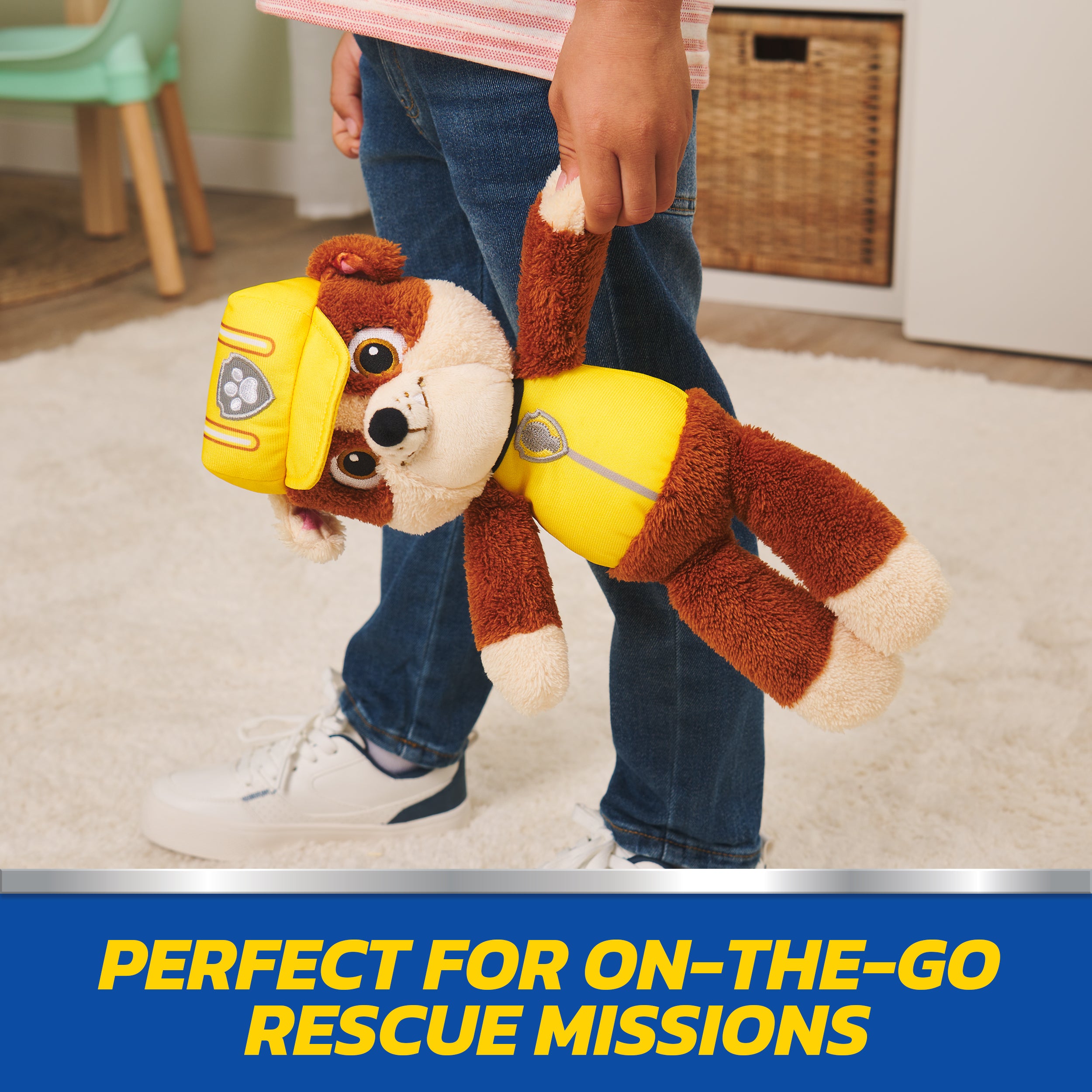 GUND PAW Patrol Official Rubble Take Along Buddy Plush Toy, Premium Stuffed Animal for Ages 1 & Up, Yellow/Brown, 13”