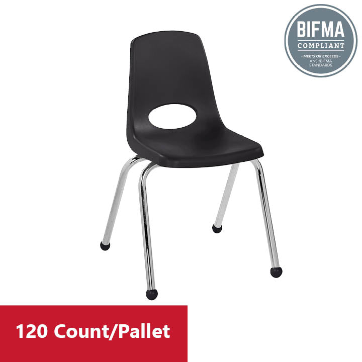 16" Stack Chair with Ball Glides - Black