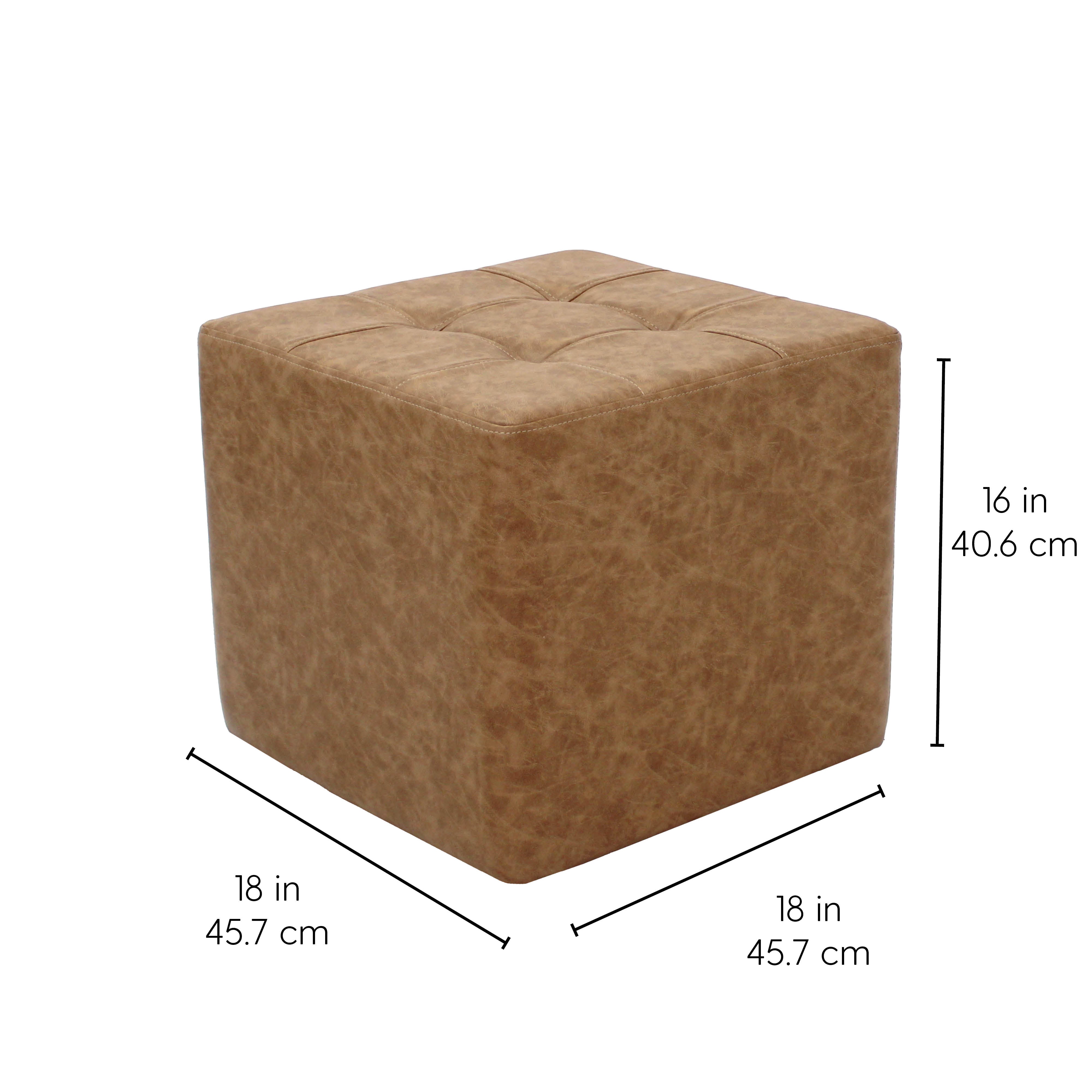 Rustic Tufted Square Ottoman 16" Height - Pecan