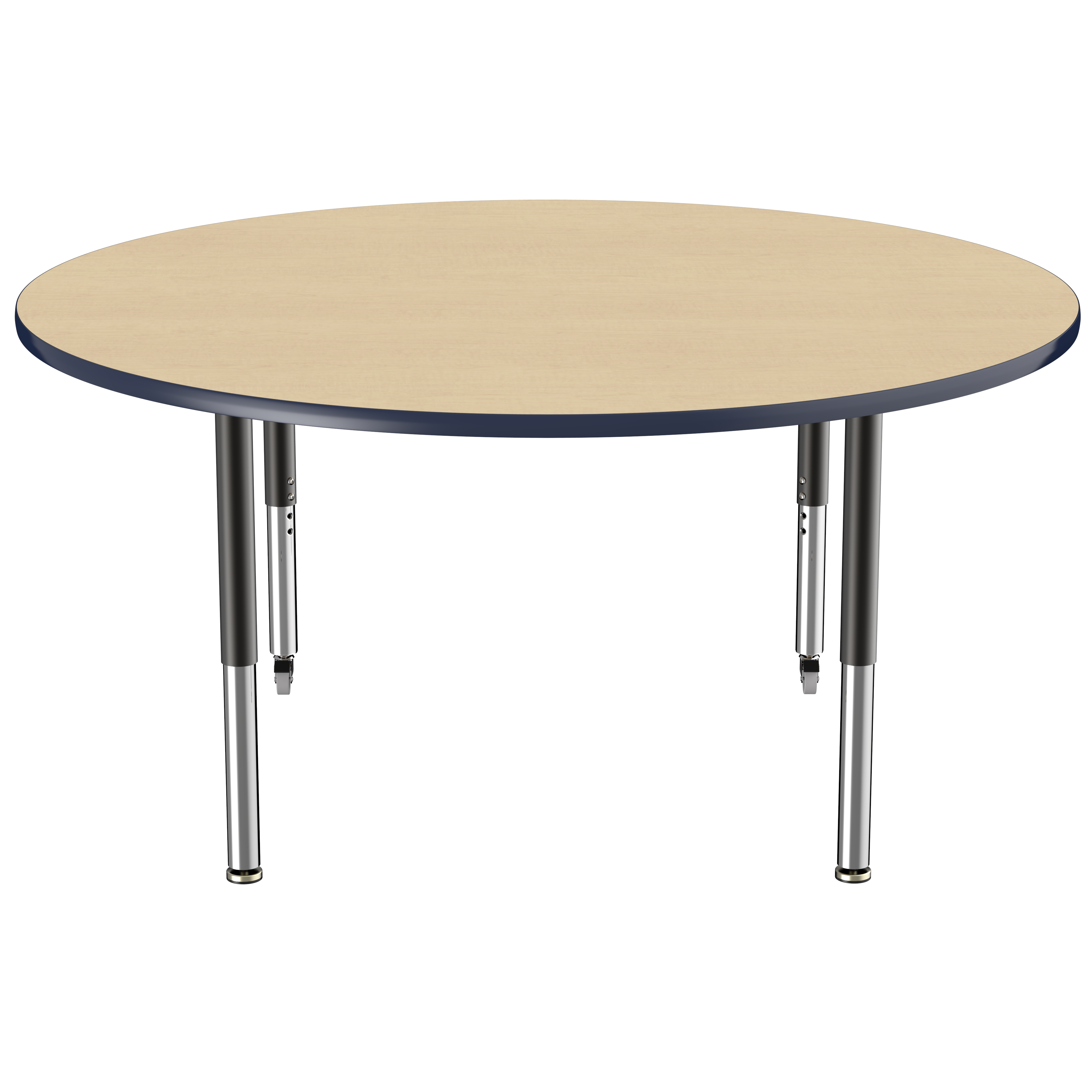 60" Round T-Molding Activity Table with Adjustable Super Legs - Maple/Navy/Black