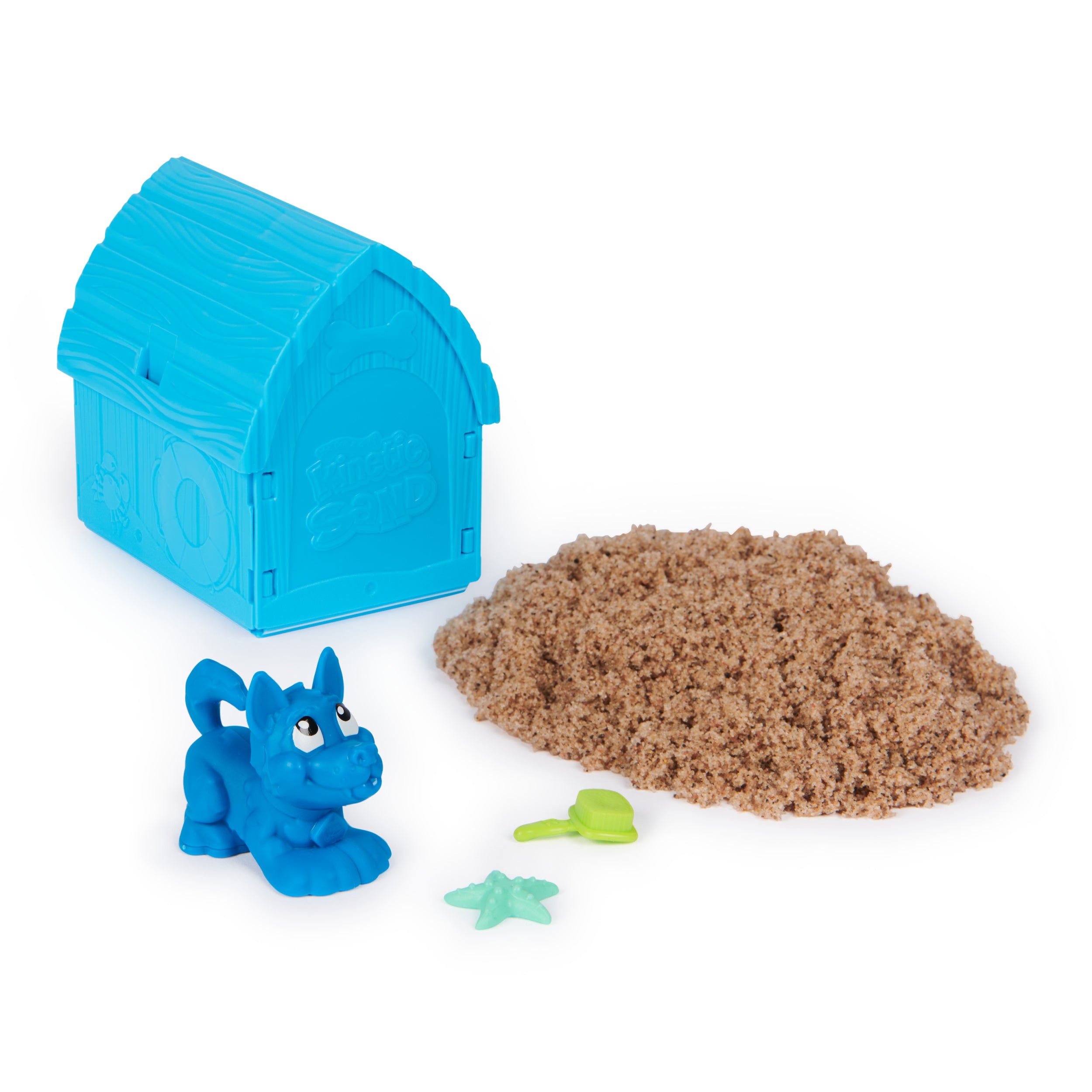 Kinetic Sand, Doggie Dig with Surprise Multipurpose Dog Tool, 6oz Beach Sand and Play Sand Storage Styles May Vary, Sensory Toys for Kids