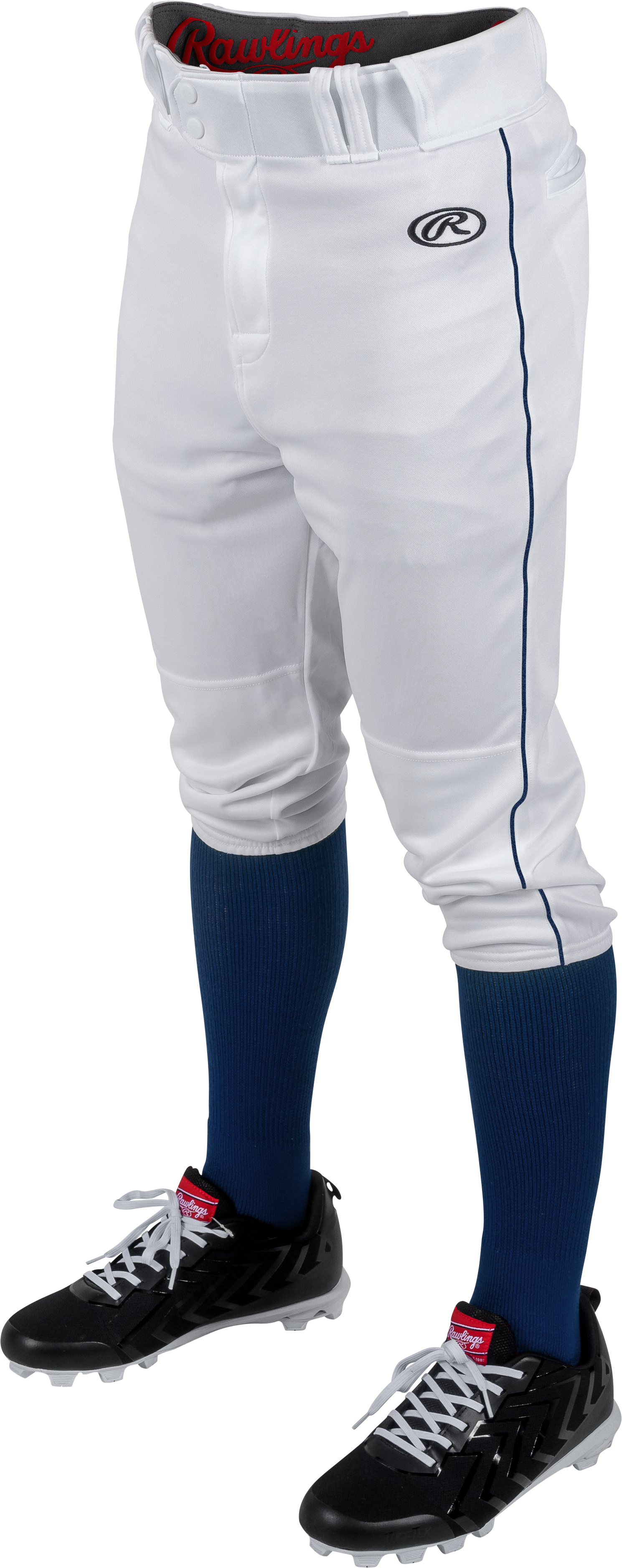 Rawlings Youth Launch Piped Knicker Pant - Small - White/Navy