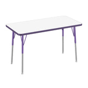 24" x 48" Rectangle Dry-Erase Activity Table with Adjustable Standard Swivel Glide Legs - Whiteboard/Eggplant/Purple