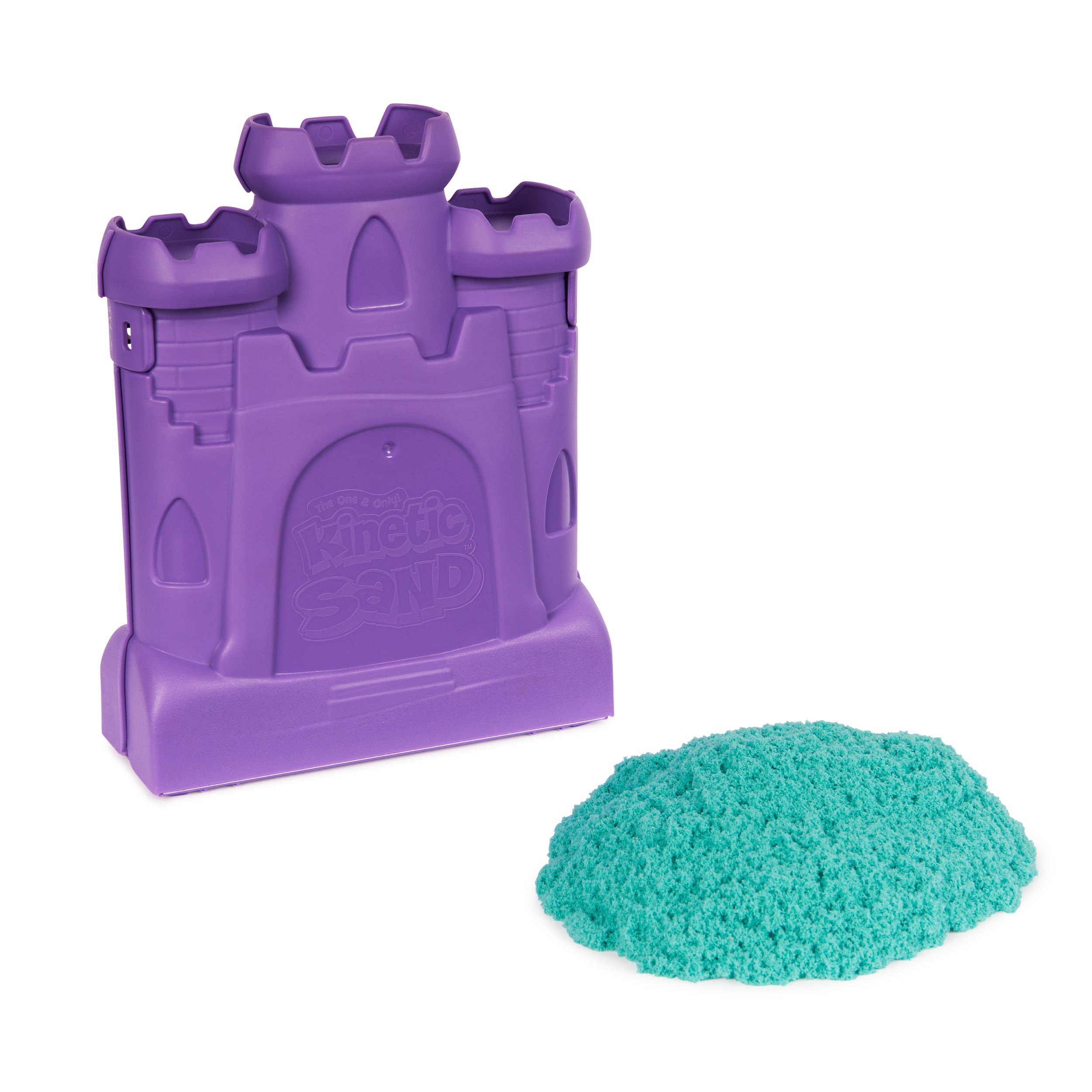 Kinetic Sand, Castle Case with 1lb Teal Play Sand, Storage Container, Sensory Toys for Kids Ages 3 and up