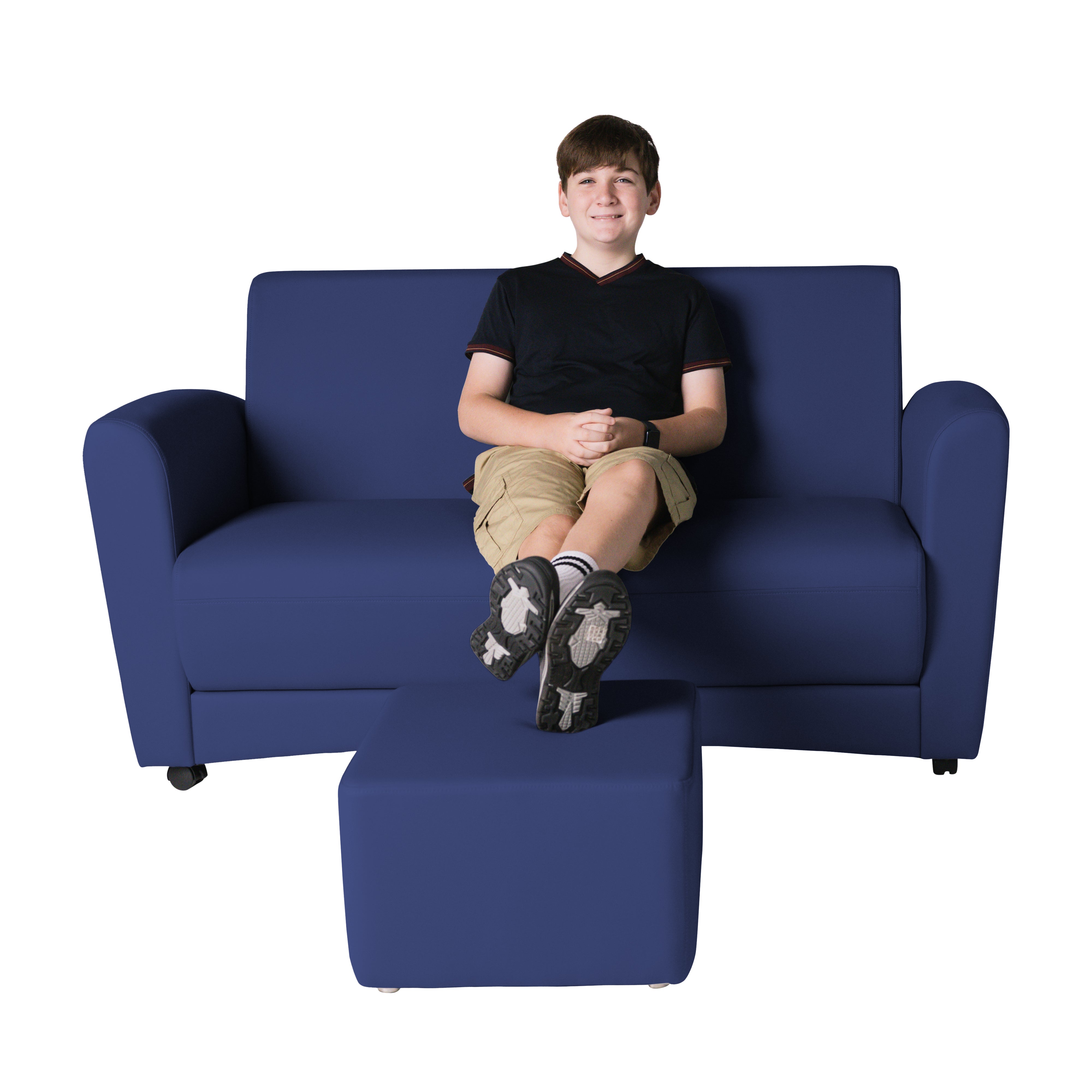 Pro Series Upholstered Square Ottoman 12" Height - Navy