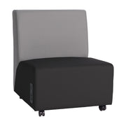 Pro Series Upholstered Armless Mobile Chair with Tech Panel - Black/Gray