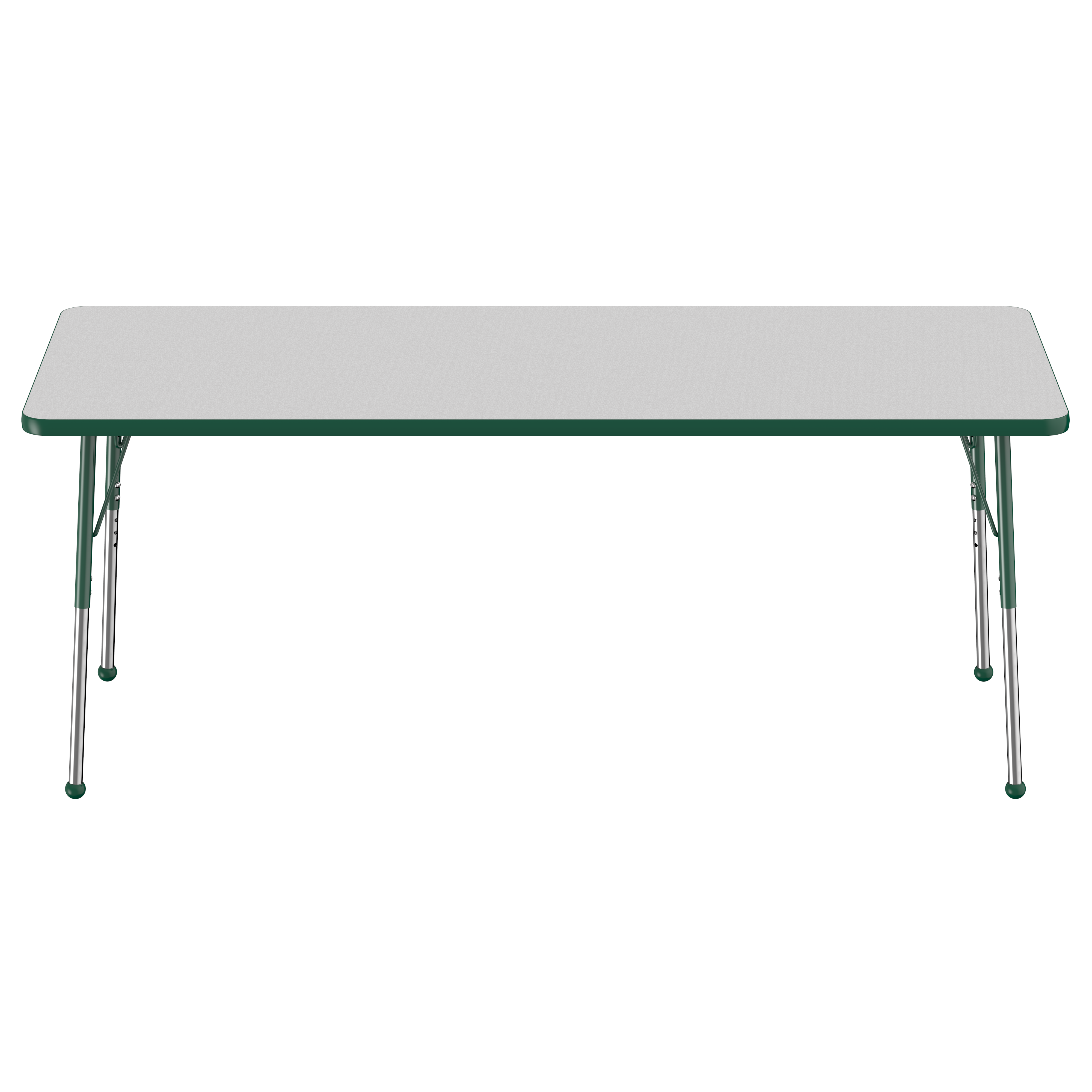 30" x 72" Rectangle T-Molding Activity Table with Adjustable Standard Ball Glide Legs - Gray/Green