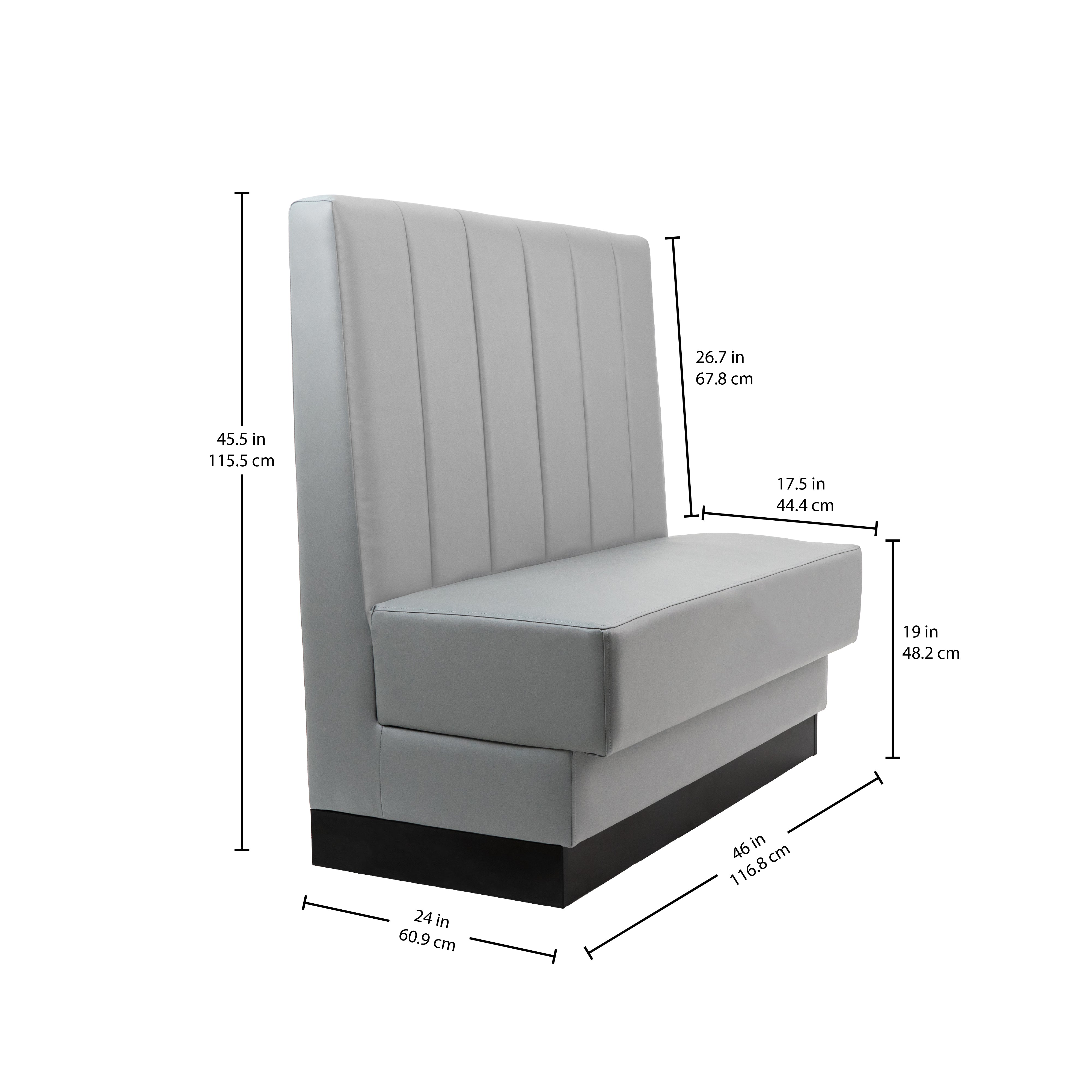 Pro Series Channel Back Single-Sided Restaurant Booth Seating - Dark Gray