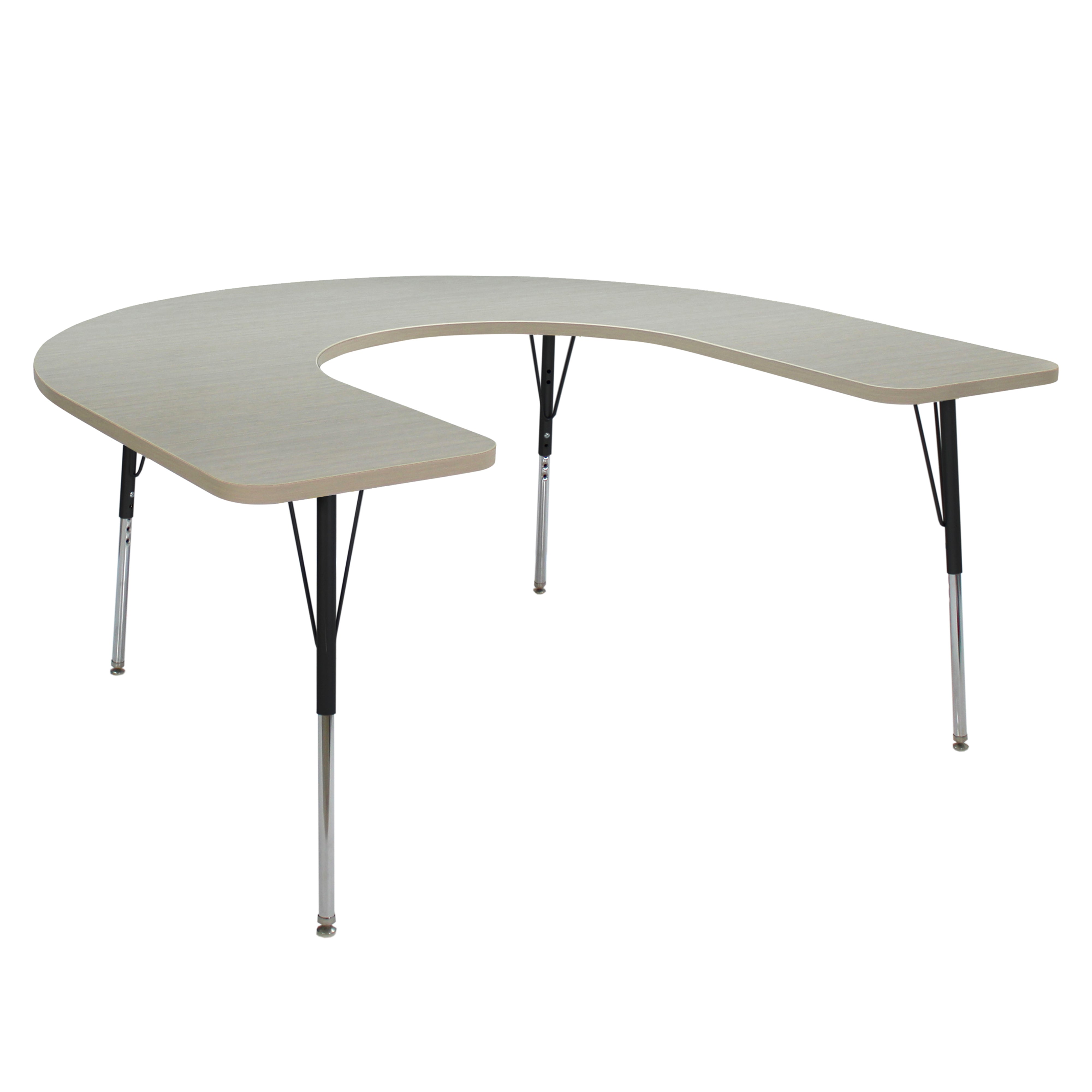 60" x 66" Horseshoe La Madera Activity Table with Standard Legs - Asian Sand/Black
