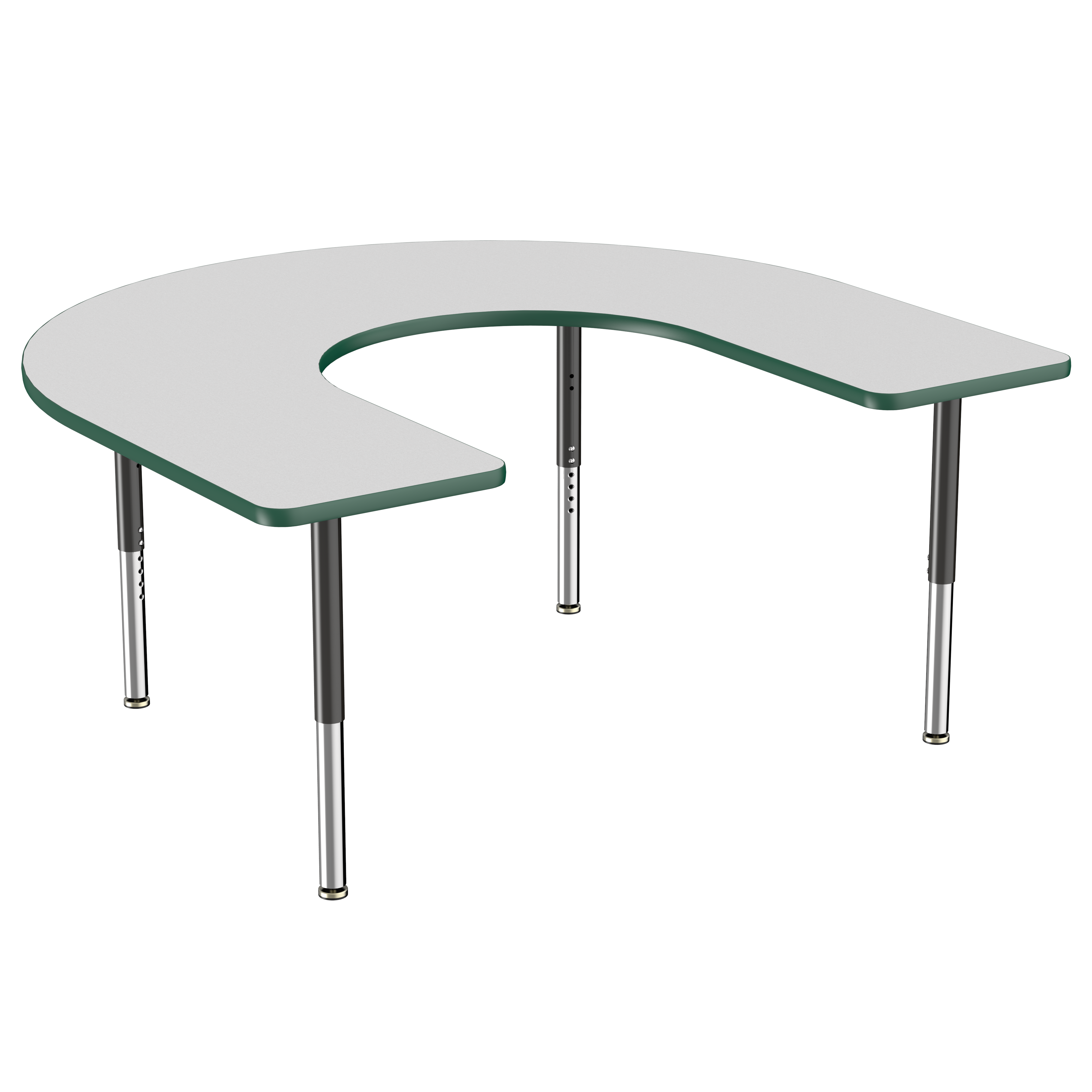 60" x 66" Horseshoe T-Molding Activity Table with Adjustable Super Legs - Gray/Green/Black
