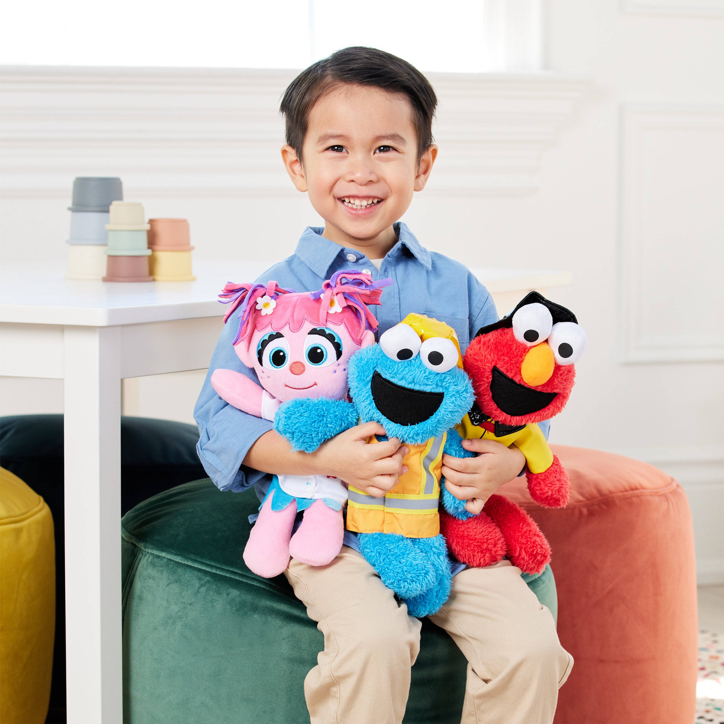 GUND Sesame Street Official Construction Worker Cookie Monster Muppet Plush, Premium Plush Toy for Ages 1 & Up, Blue/Orange, 13”