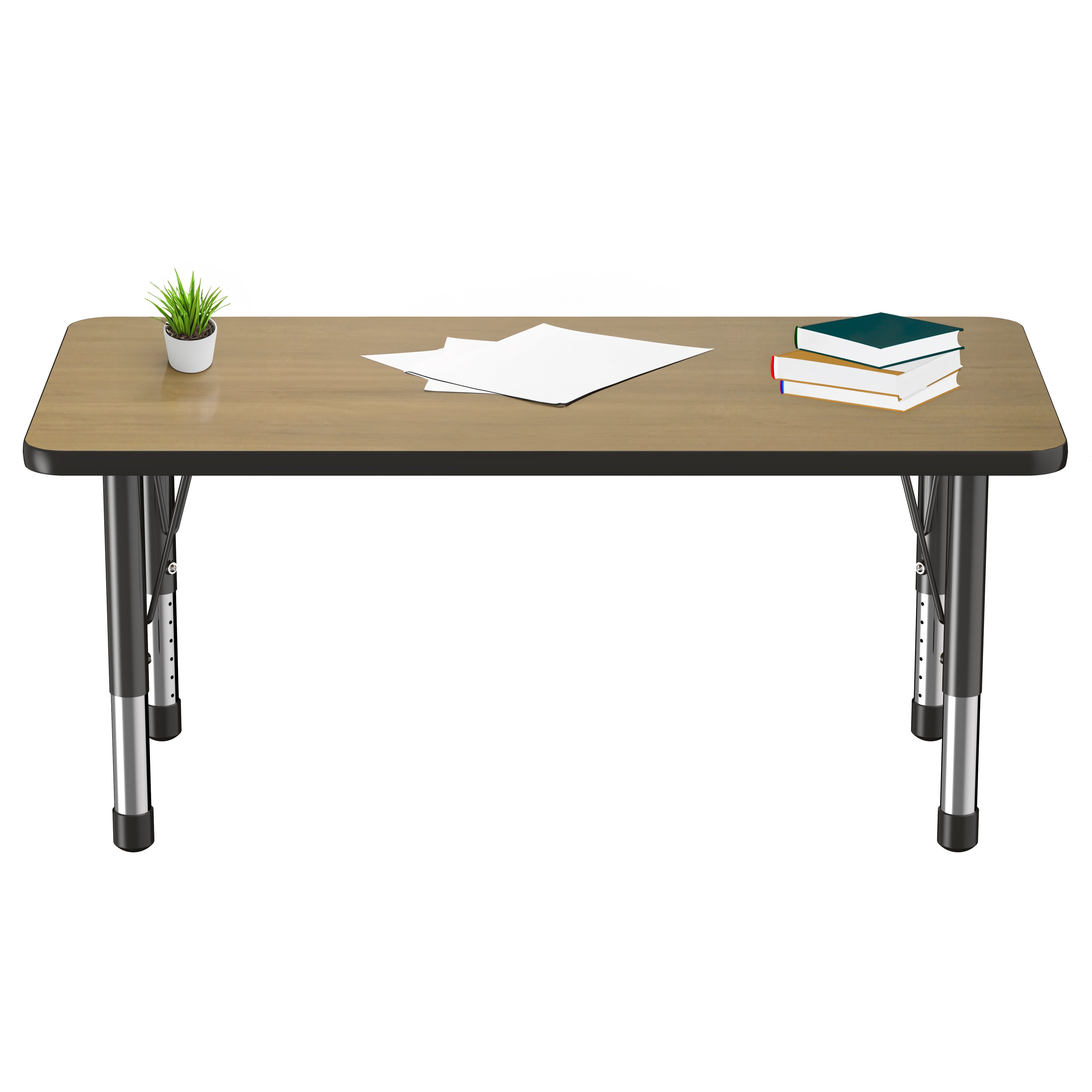 24" x 48" Rectangle T-Molding Activity Table with Adjustable Chunky Legs - Pasadena Oak/Black