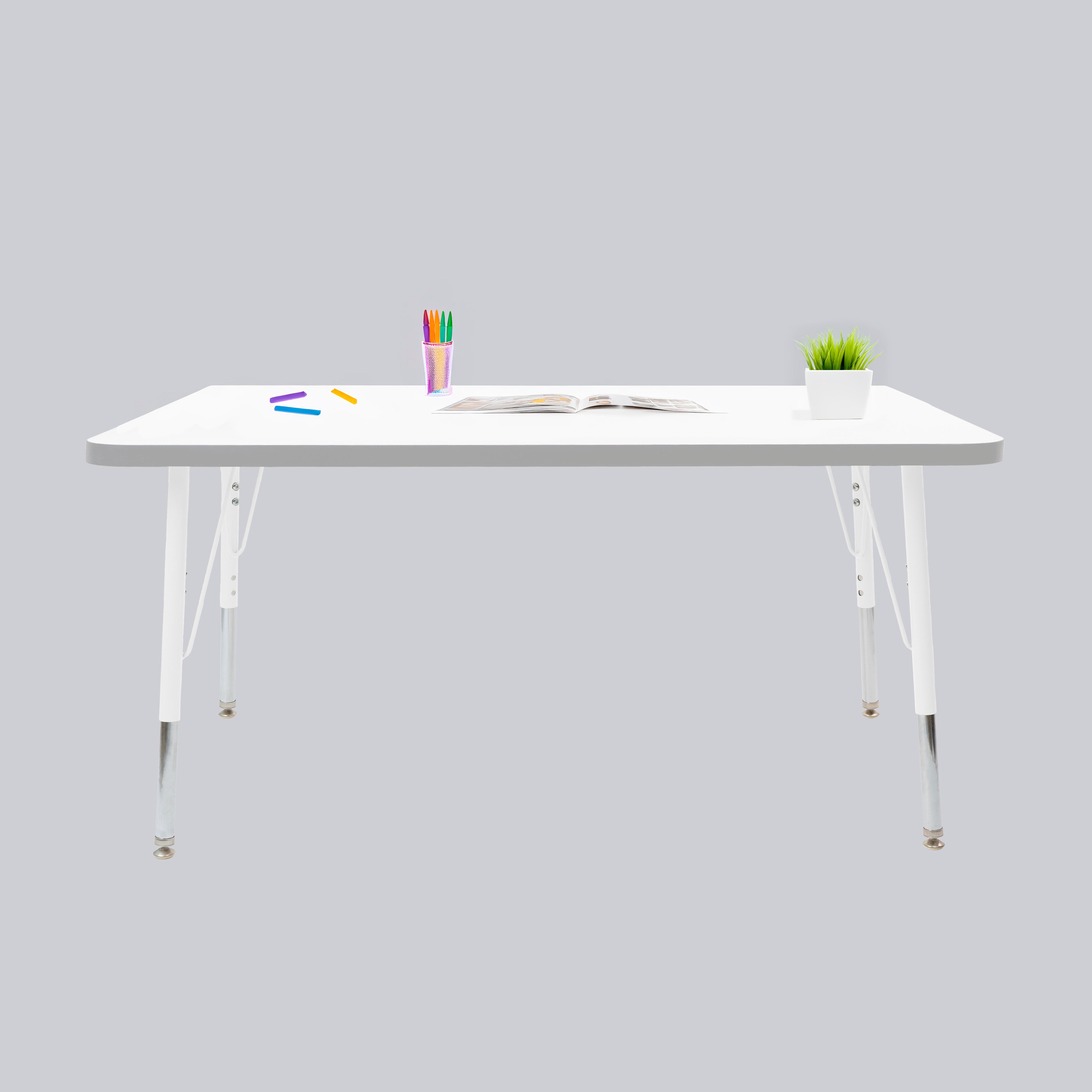 30" x 48" Rectangle Thermofused Activity Table with Adjustable Standard Swivel Glide Legs - White/North Sea/White