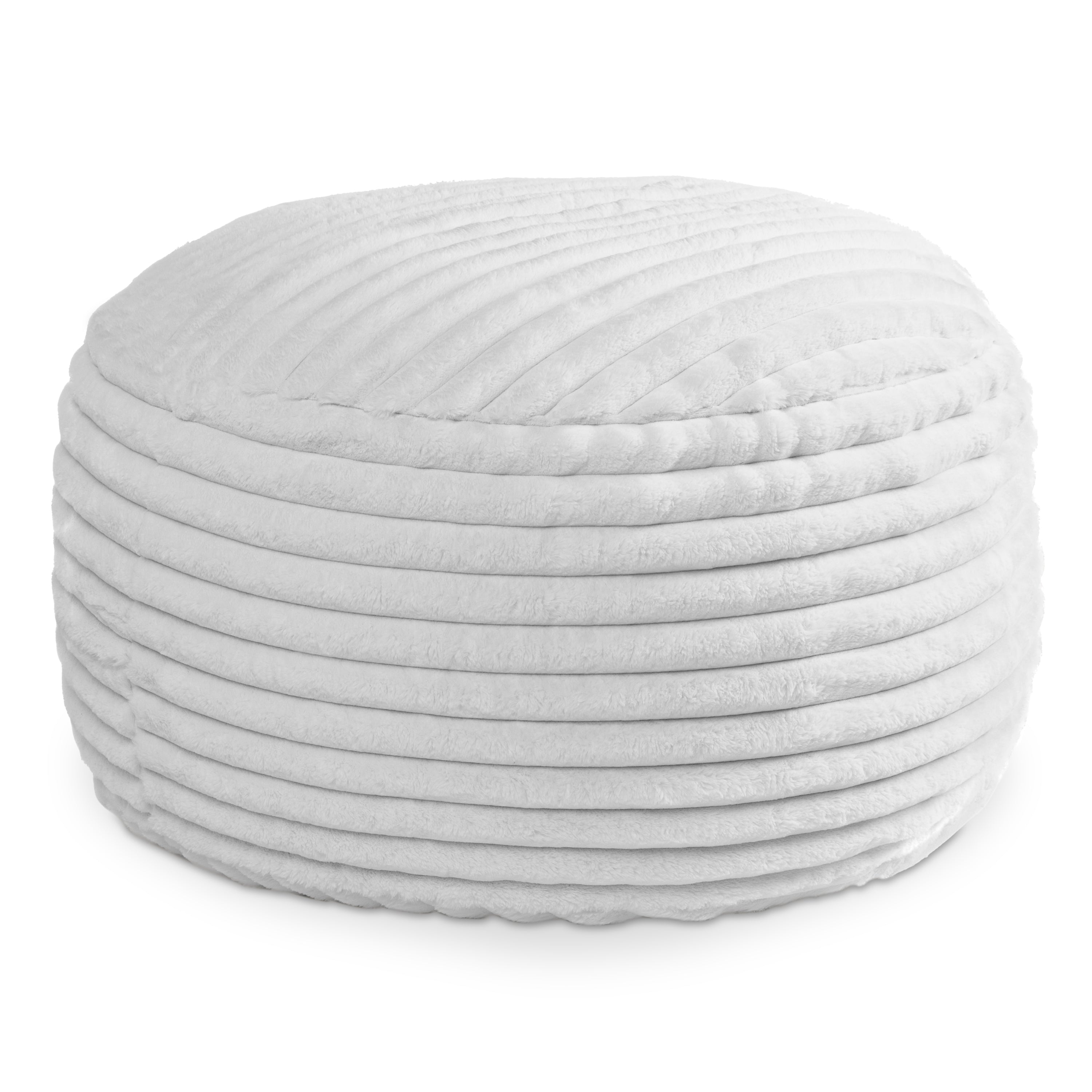 Jaxx Saxx 4ft - Large Round Bean Bag for Adults - Made in the USA - Luxuriously Soft Plush Faux Fur, Ivory