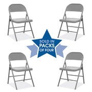 OfficeSource  Steel Folding Chairs- Set of 4 - Gray