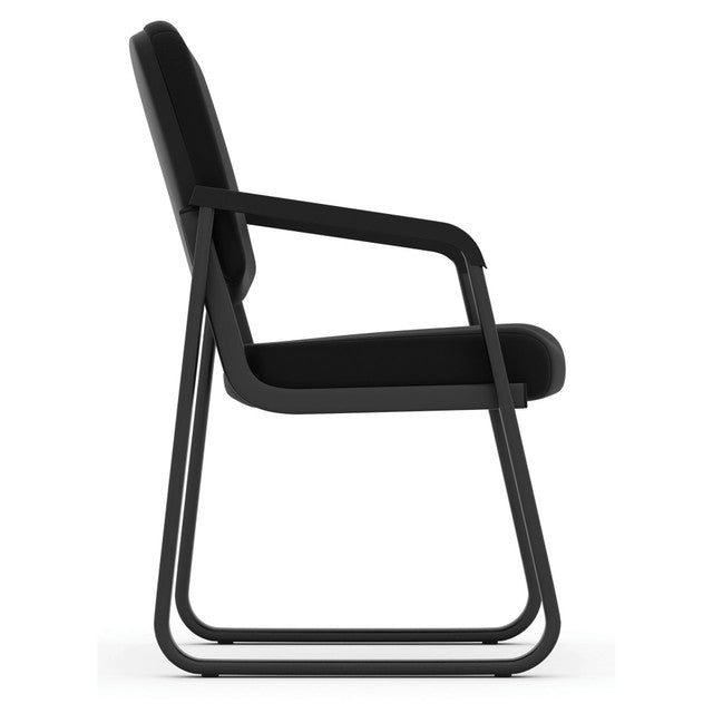 OfficeSource  Sled Base Guest Chair w/Arms - Black Antimicrobial PU Leather