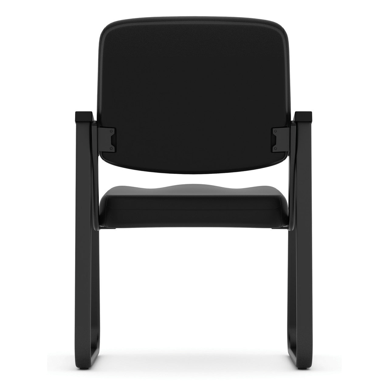 OfficeSource  Sled Base Guest Chair w/Arms - Black Antimicrobial PU Leather