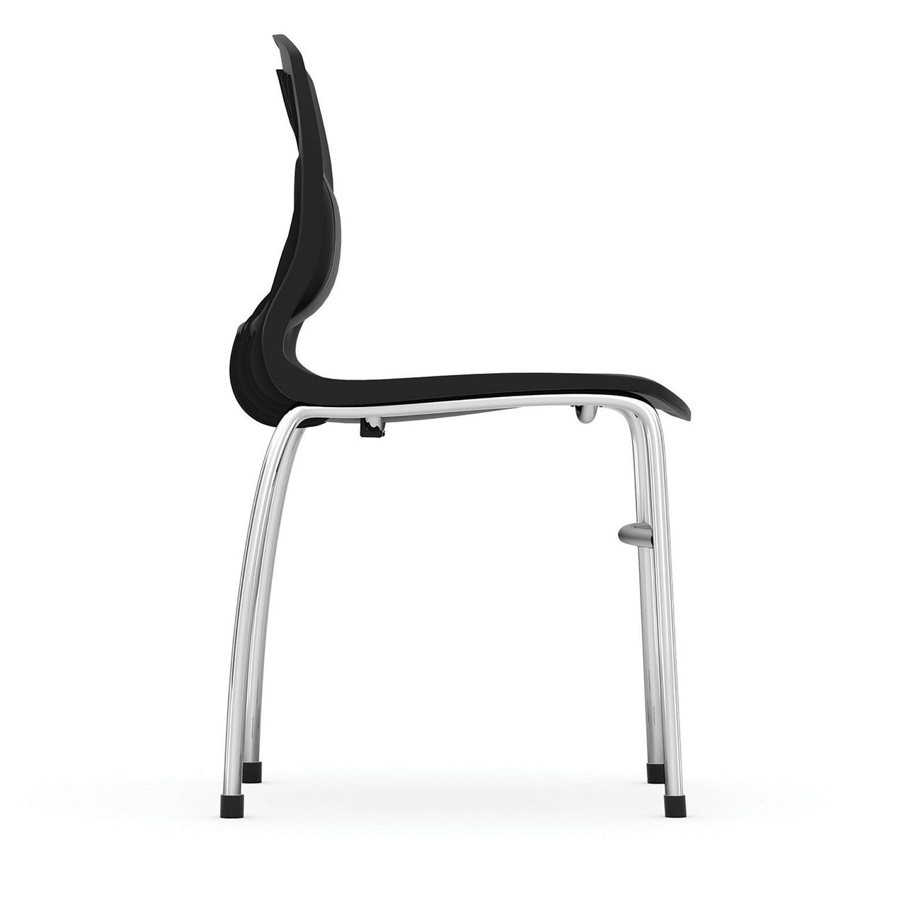 OfficeSource Slash Armless Guest Stack Chair with Chrome Frame - Black