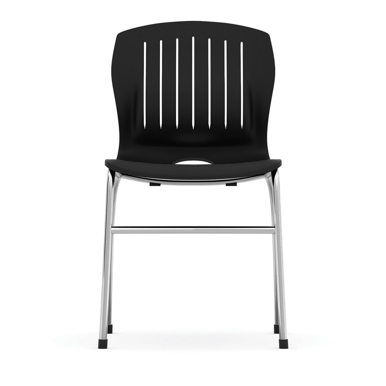 OfficeSource Slash Armless Guest Stack Chair with Chrome Frame - Black