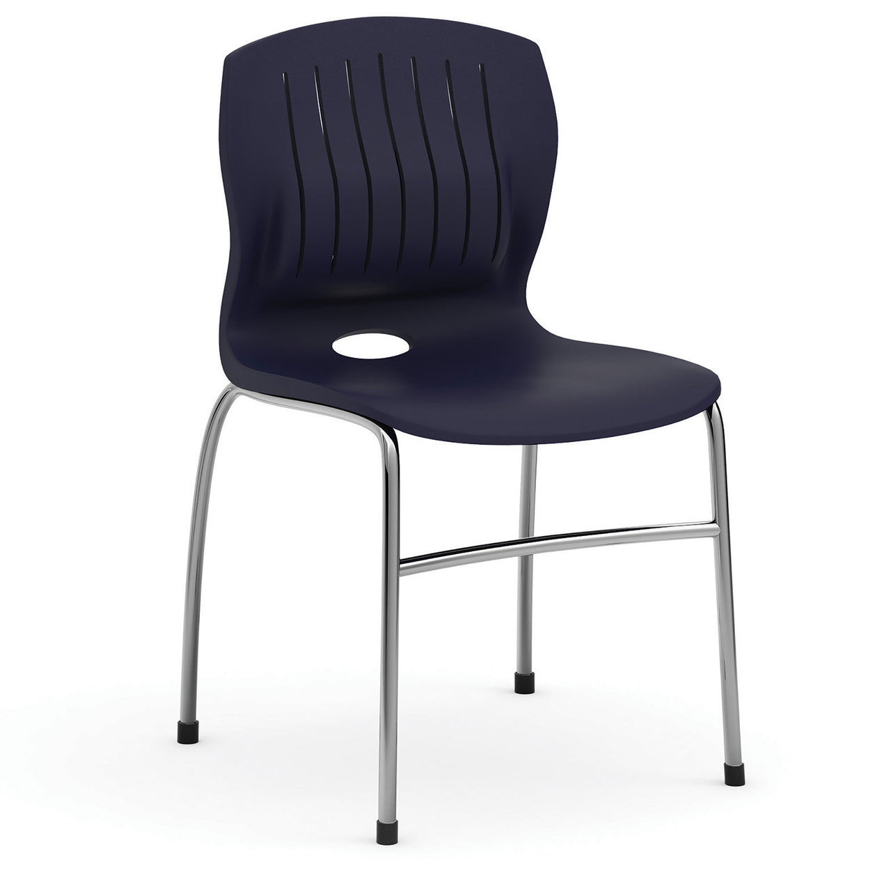 OfficeSource Slash Armless Guest Stack Chair with Chrome Frame - Navy