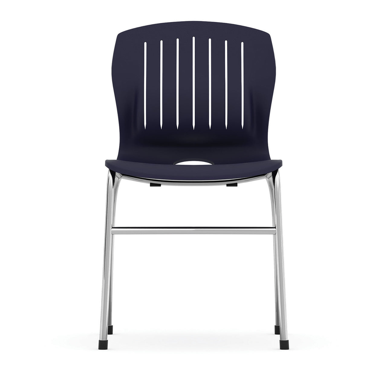 OfficeSource Slash Armless Guest Stack Chair with Chrome Frame - Navy