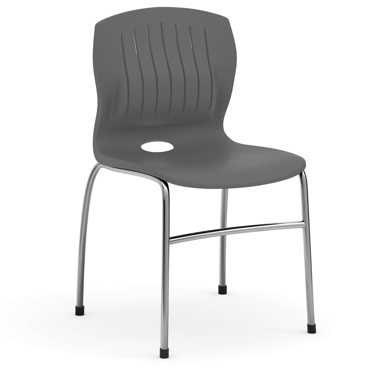 OfficeSource Slash Armless Guest Stack Chair with Chrome Frame - Gray