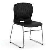 OfficeSource Slash Armless Sled Base Stack Chair with Chrome Frame - Black