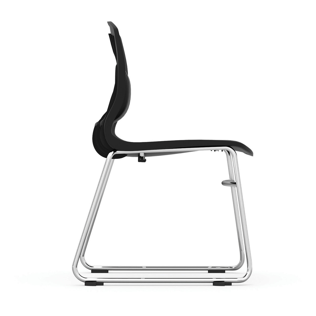 OfficeSource Slash Armless Sled Base Stack Chair with Chrome Frame - Black