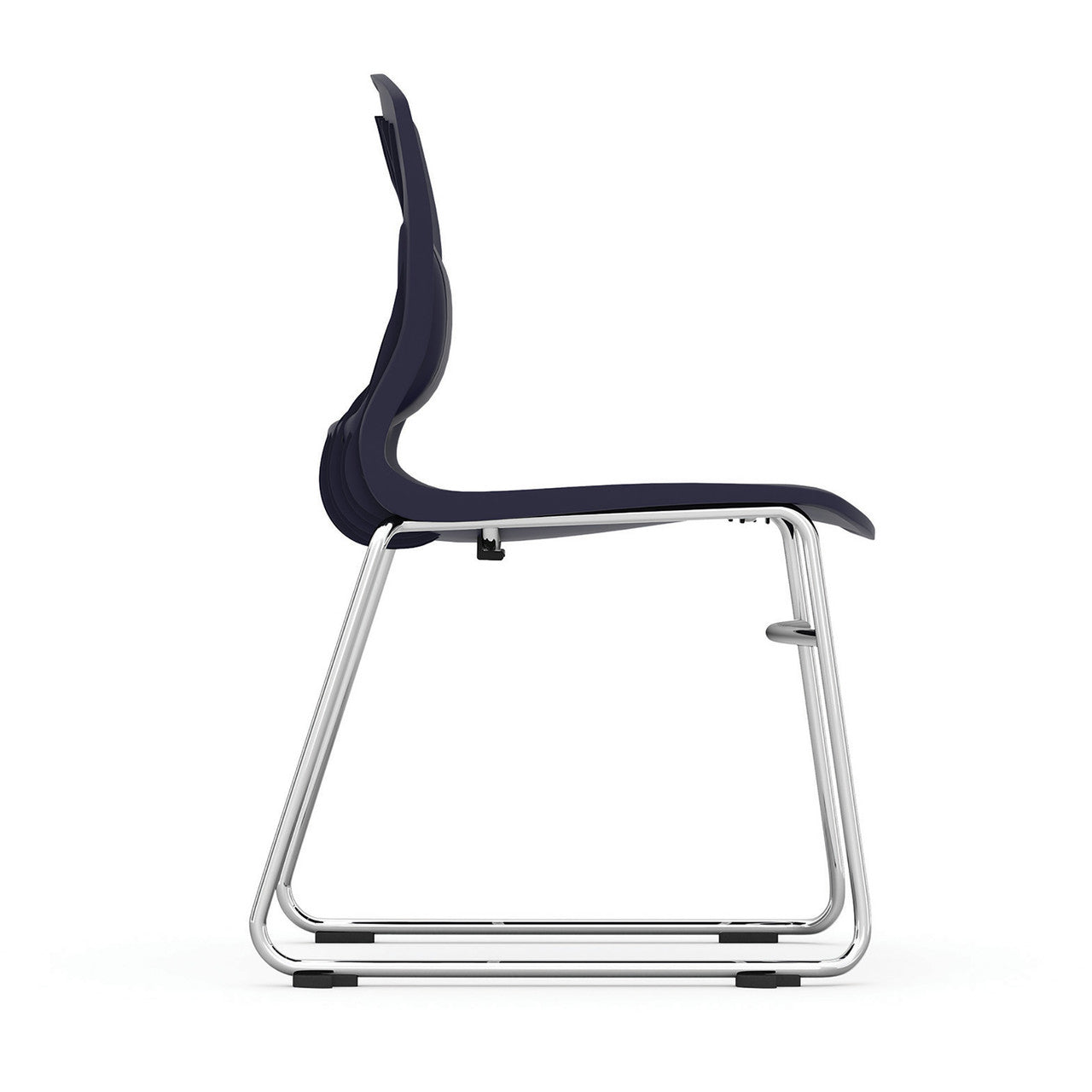 OfficeSource Slash Armless Sled Base Stack Chair with Chrome Frame - Navy